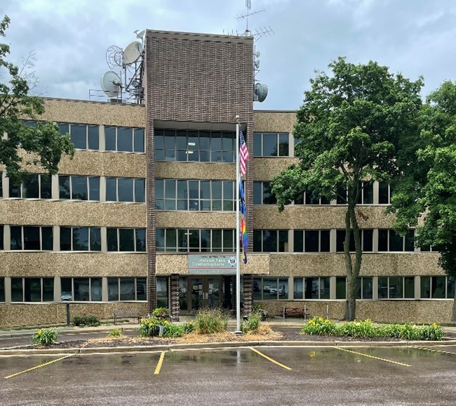 A picture of our new building from the parking lot.