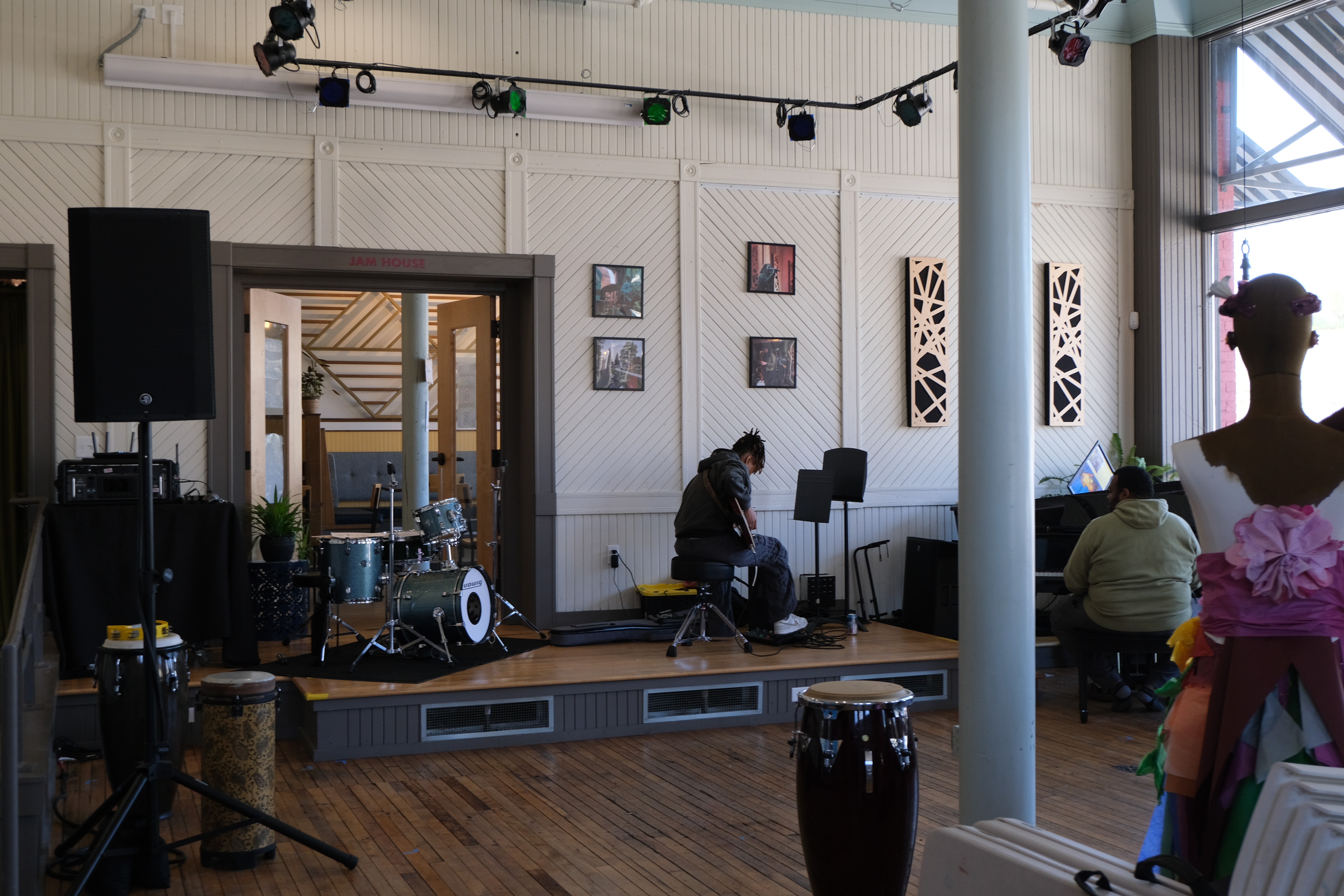 a photo of the music space/stage at Arts @ Large